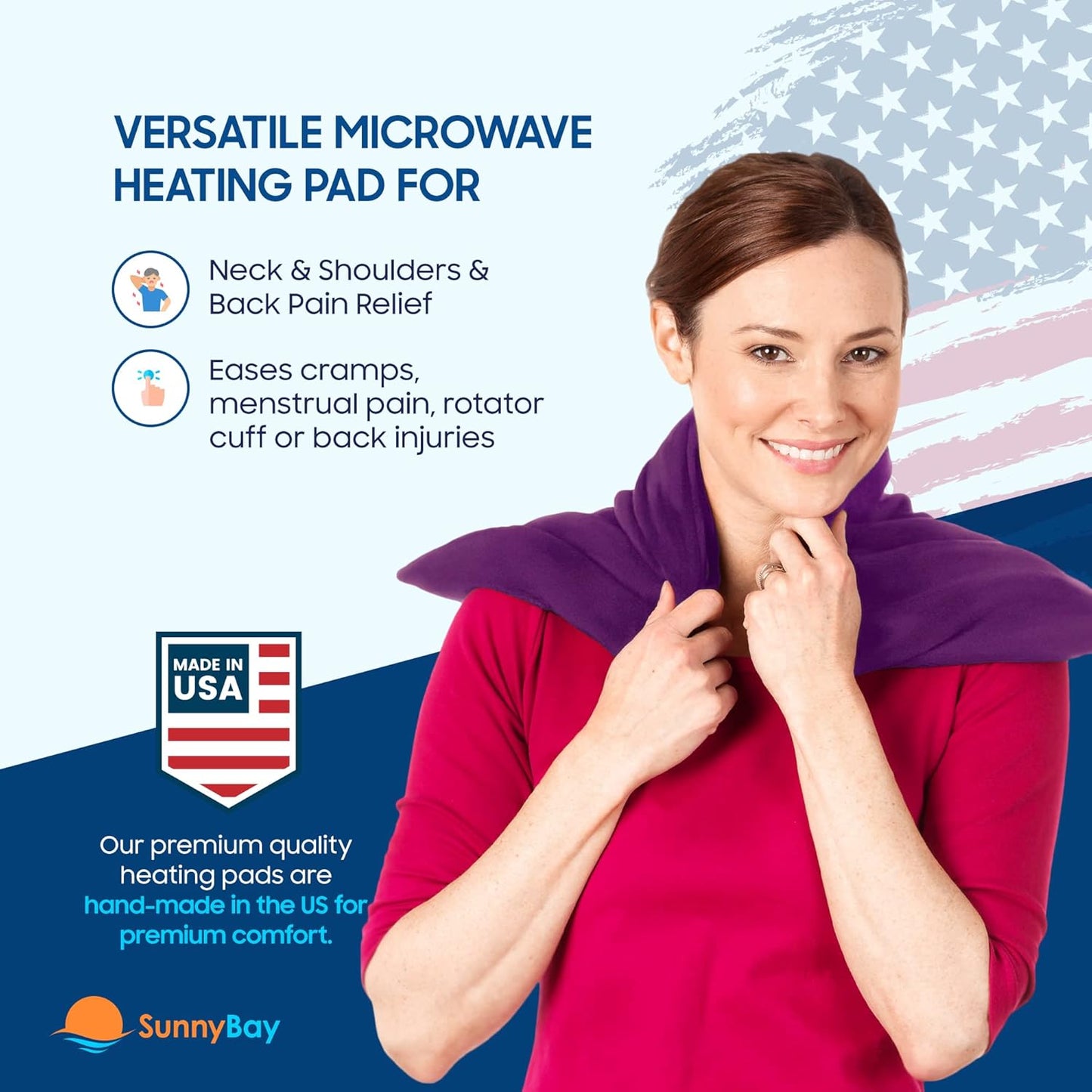 SunnyBay Extra Large Microwave Heating Pad, Microwavable Heavy Weighted Full Body Moist Cold Pack and Washable Fleece Cover, 10x24 Inches, 2.8 lbs, Made in USA, Purple