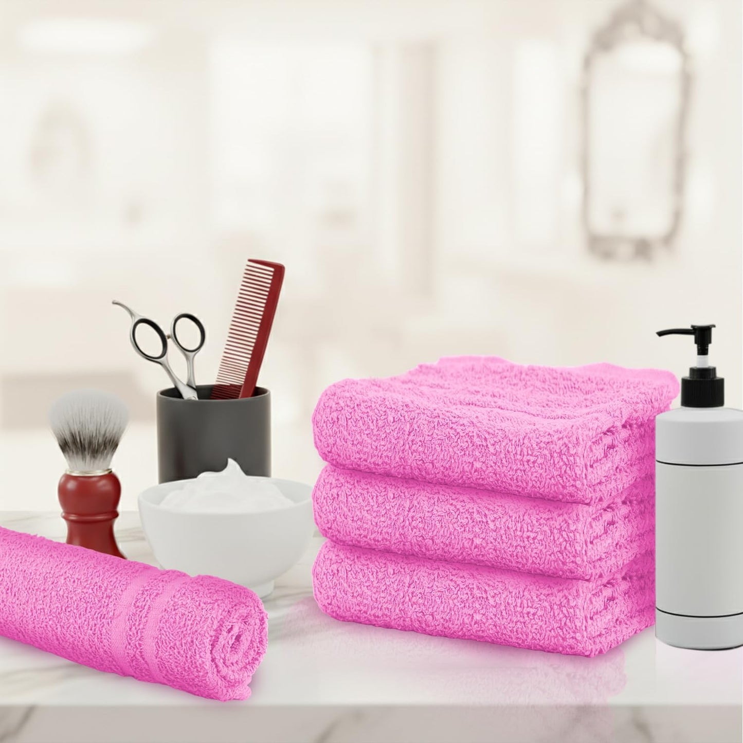 24 Pack Pink Hand Towels 100% Cotton Spa Towel – 16x27 inches Highly Absorbable Facial Towels Gym, Hair, Face, Bulk Small Towels (Not Bleach Proof)