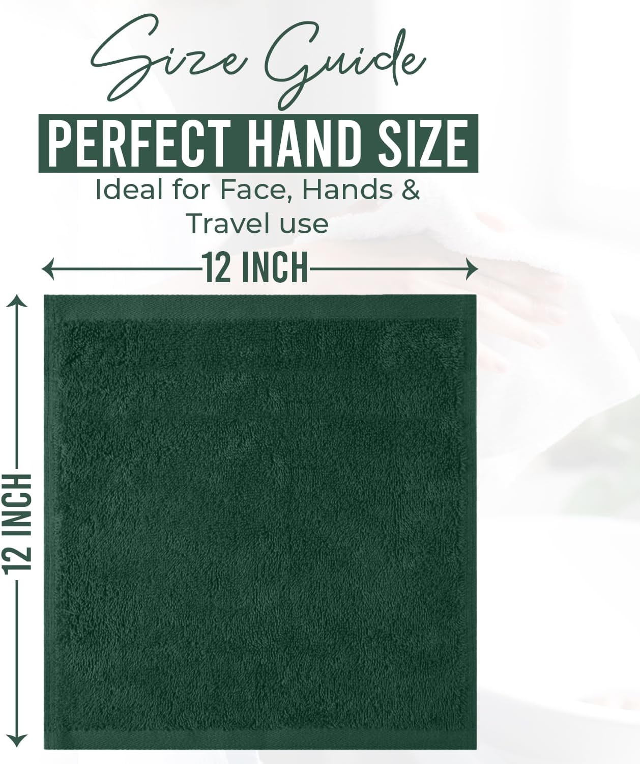 DAN RIVER 100% Cotton Wash Cloths 24 Pack [12x12] Soft & Absorbent washrags, Gym, Hotels & Spa Perfect for Everyday Use Fingertip Towels, Hunter Green