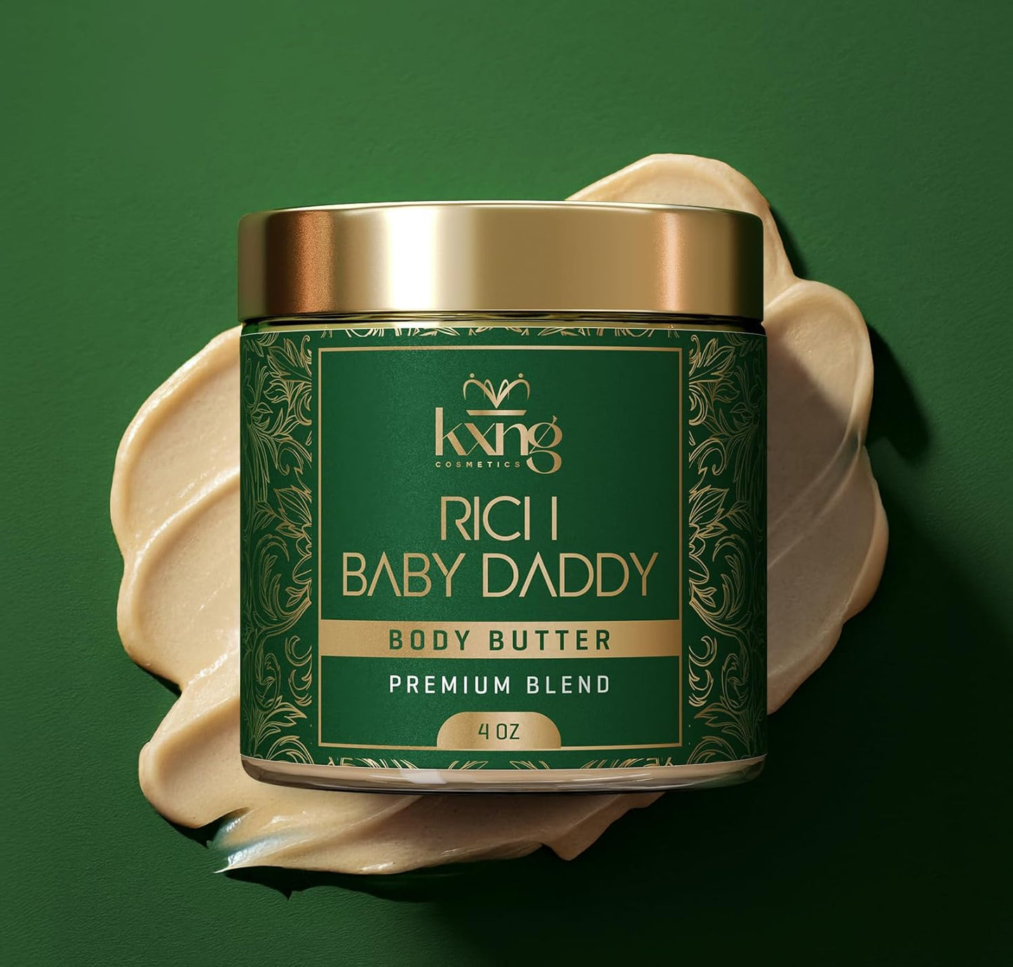 KXNG Cosmetics, Body Butter, Organic Skin Care for Men and Women, Body Moisturizer Lotions and Creams, Raw Shea Butter, Cocoa Butter, Mango, Coconut Oil, Hand, Foot, All Skin Types (Rich Baby Daddy)