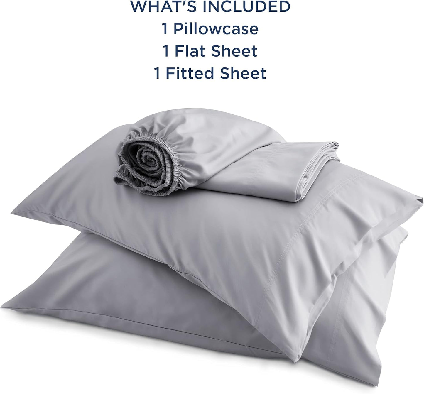 Bedsure Cooling Sheets Twin, Rayon Derived from Bamboo, Cooling Sheets, Breathable & Soft, Deep Pocket Up to 16 Inches, Hotel Luxury Silky Bedding for Hot Sleepers, Silver Grey