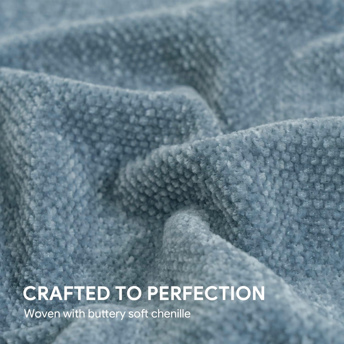 RECYCO Throw Blanket Soft Cozy Chenille Throw Blanket with Fringe Tassel for Couch Sofa Chair Bed Living Room Gift (Dusty Blue, 60'' x 80'')