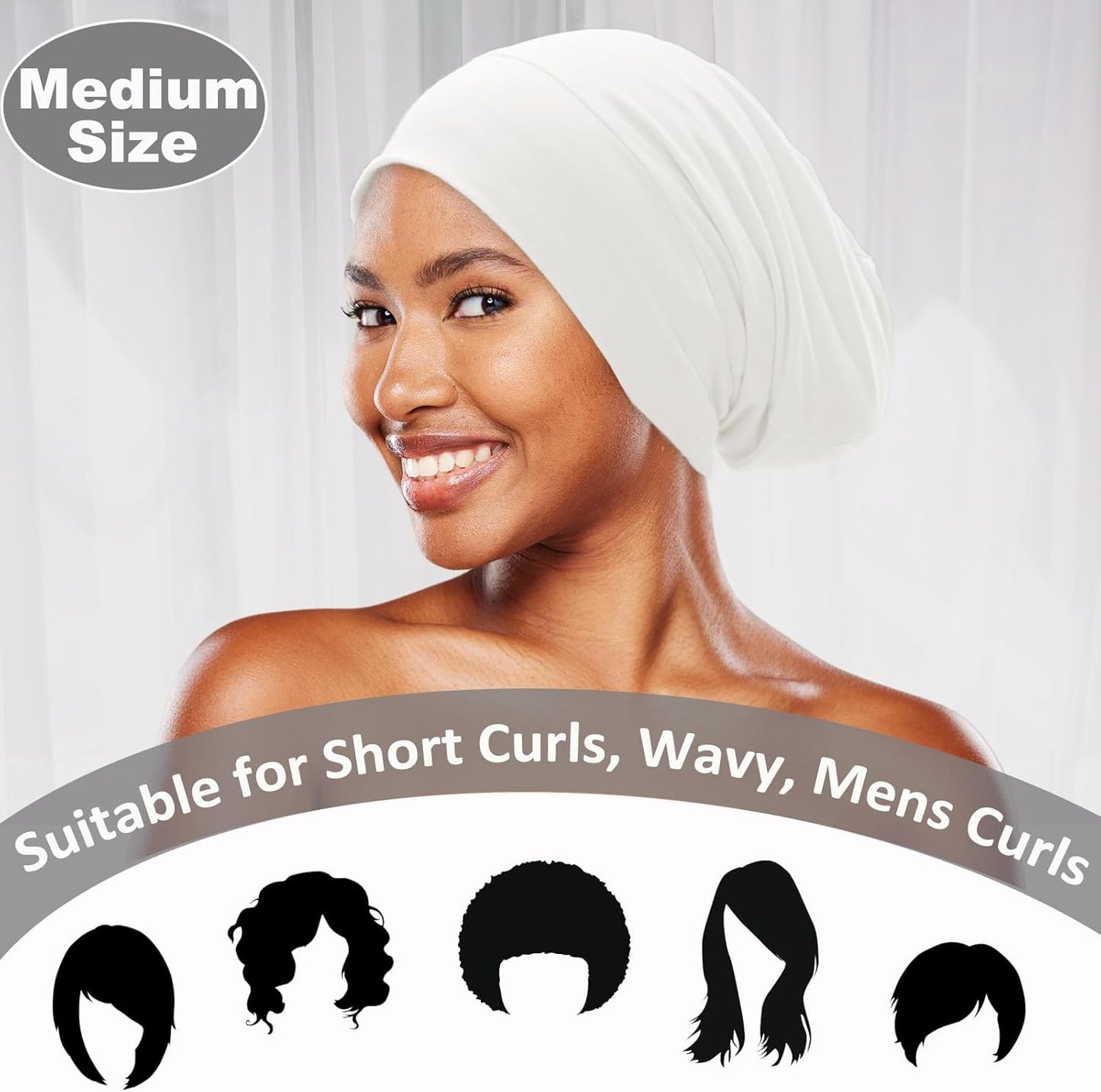 Sleep Cap Bonnet for Sleeping Black Women Men, Adjustable Cooling Lining Bonnets for Curly Hair Wrap Braids Beanie Night Hat
