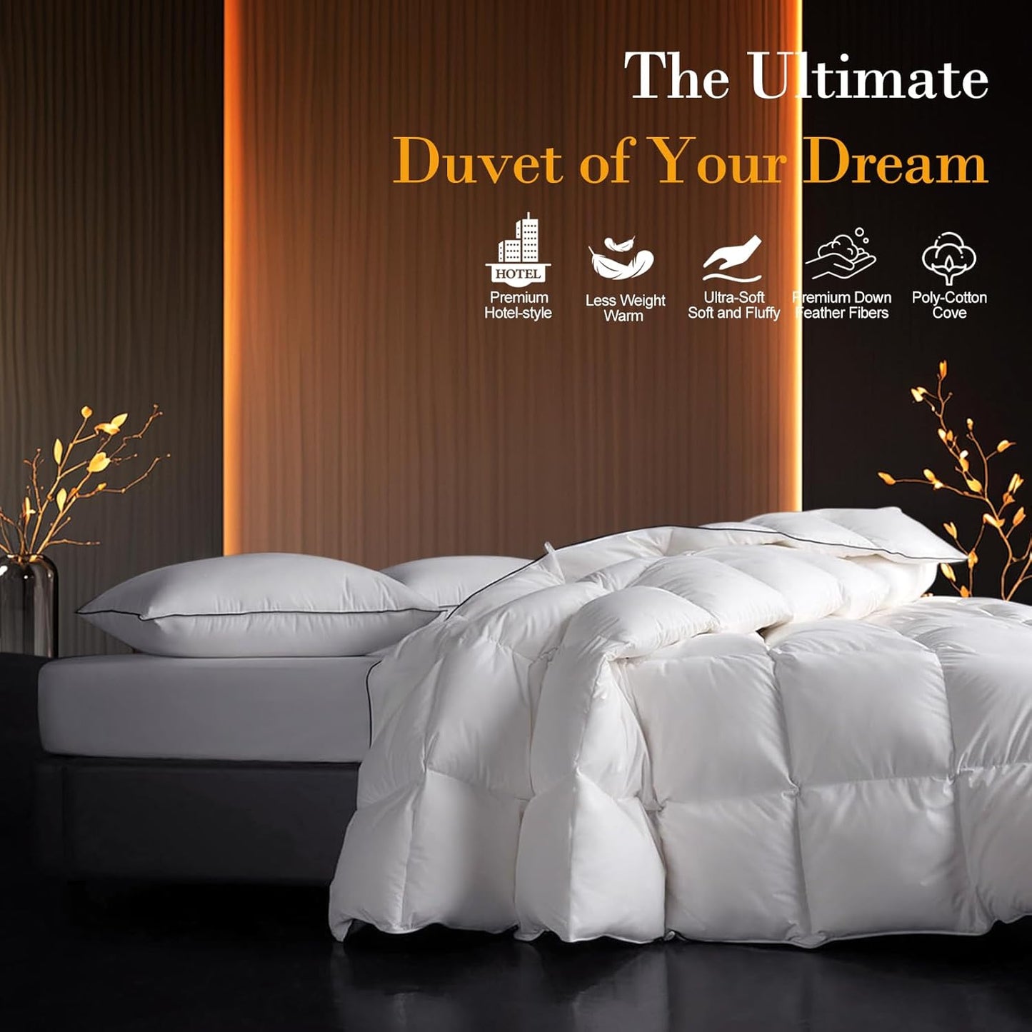 Down Fibers Comforter King Size,Luxurious All Seasons Hotel Collection Duvet Insert,54 Oz High Bulkiness Medium Warmth,Fluffy & Breathable for Bedroom, Guestroom, Hotel (Grey,68x90)