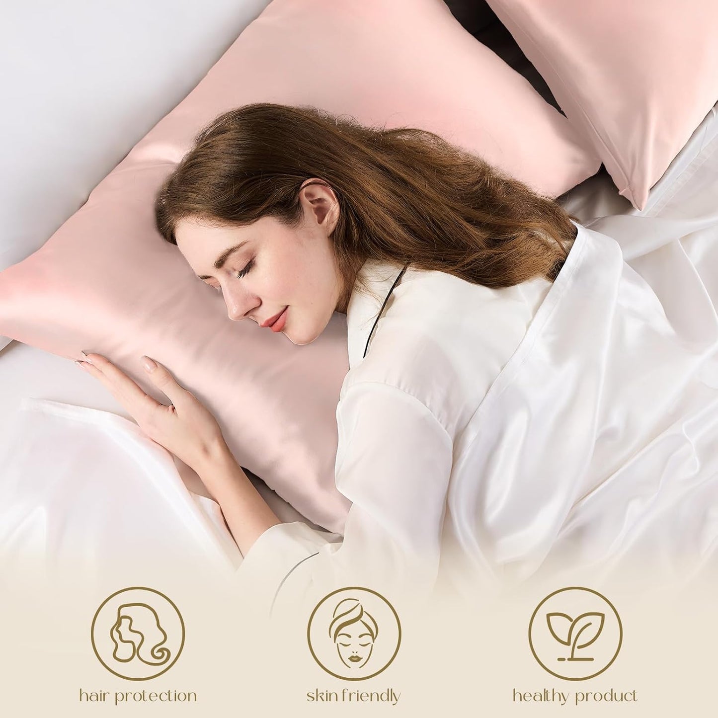 ZIMASILK 100% Pure Mulberry Silk Pillowcase for Hair and Skin Health,Soft and Smooth,Both Sides Premium Grade 6A Silk,600 Thread Count,with Hidden Zipper,1pc(Standard 20''x26'',Pink)