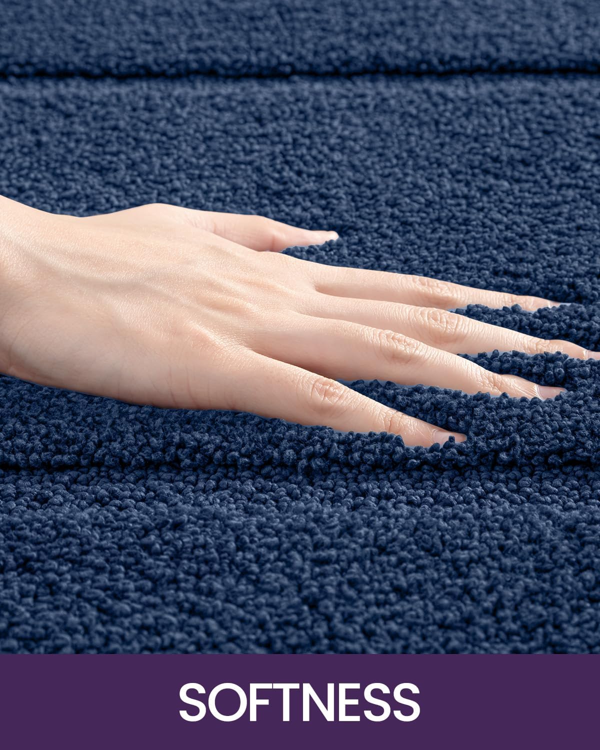 DEXI Bathroom Rugs 24x16, Washable Non Slip Bath Mat for Shower Floor, Absorbent Quick Dry Bathmat with Rubber Backing, Ultra Soft Plush Carpet for Tub, Navy