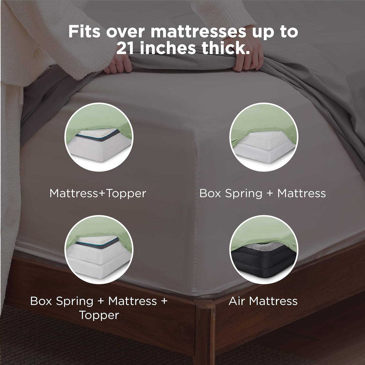 Bedsure Deep Pocket King Sheet Set - Fits Mattresses Up to 21 Inches Thick - 4 Piece GentleSoft Bed Sheets, Moisture Wicking, Soft & Cooling Bedsheet & Pillowcases, Easy & Secure Fit, Sage Green