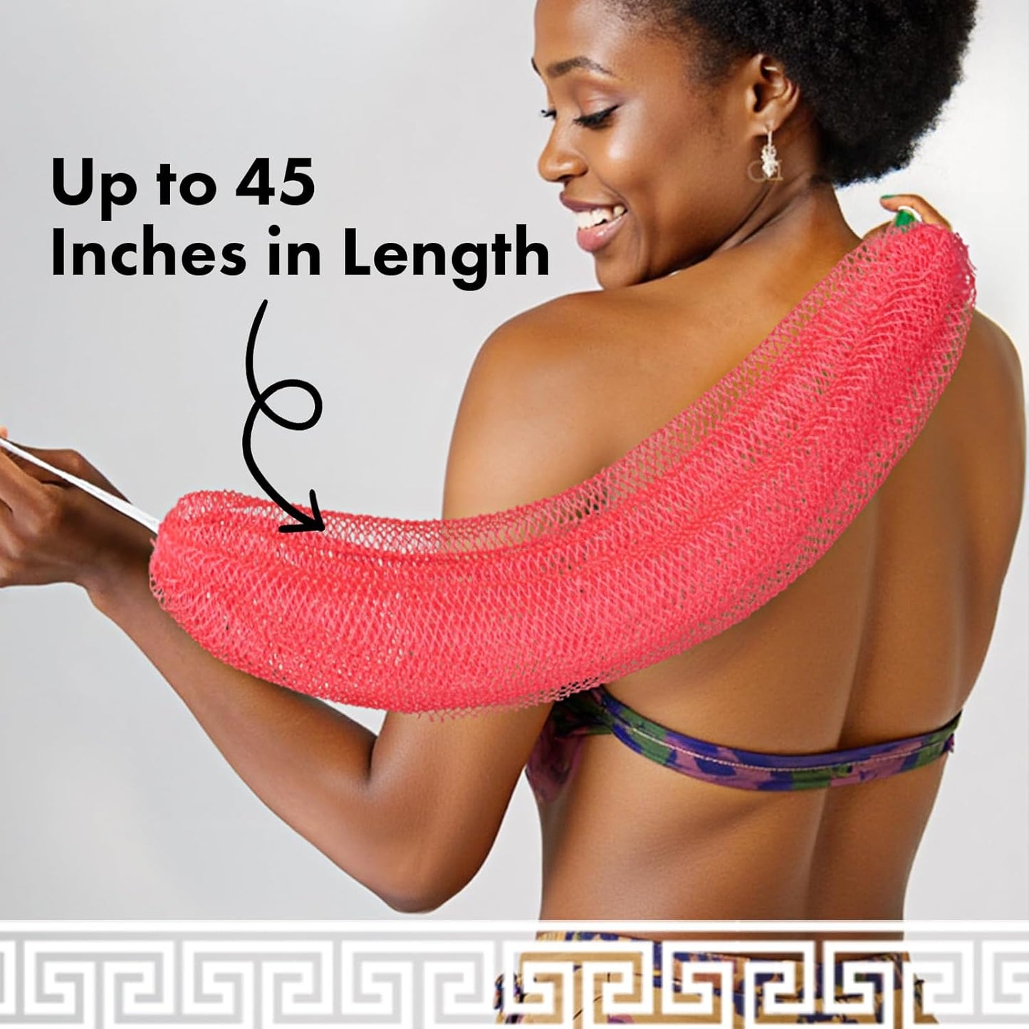 African Net Sponge Authentic with Handles (Set of 2), African Exfoliating Net Sponge, Exfoliating Body Scrubber Bath Sponge - Bathing Accessories with Storage Bag (Purple & Rose)