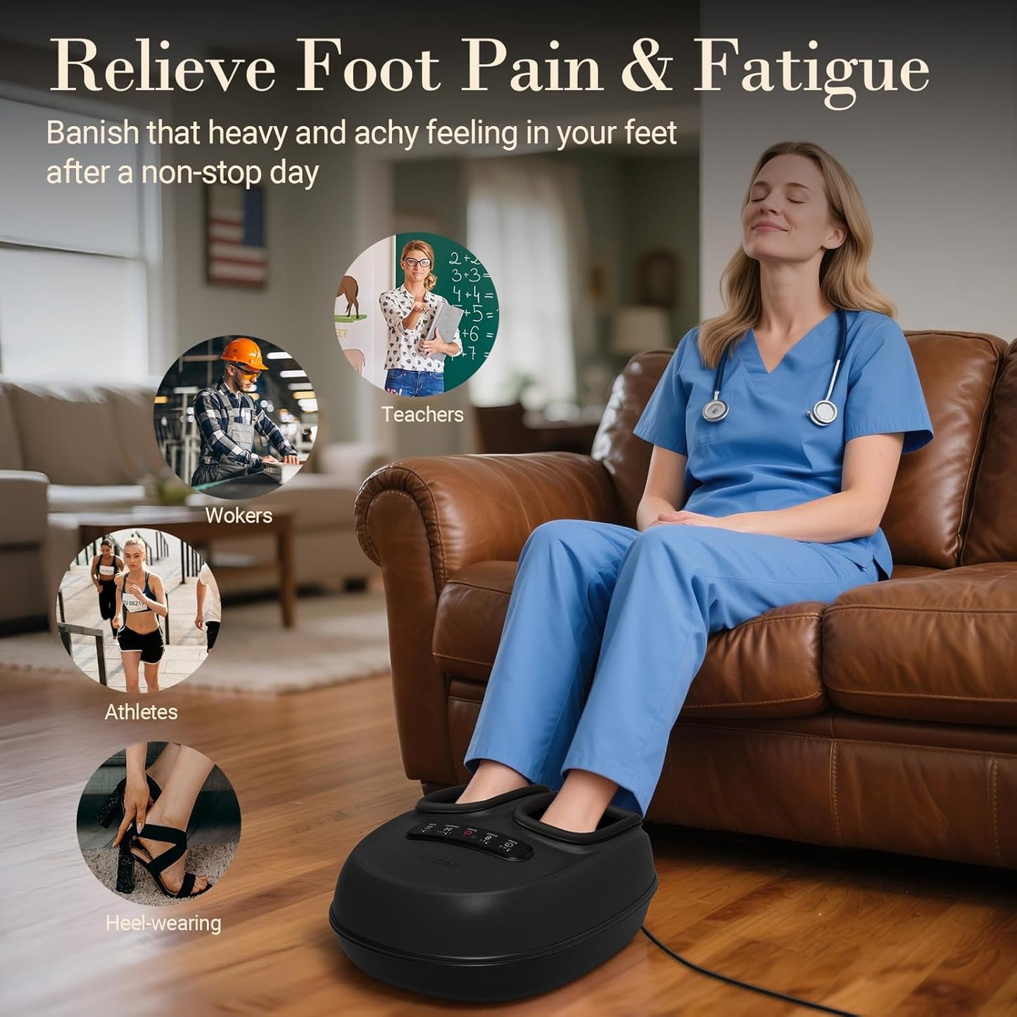 Foot Massager with Heat, Shiatsu Feet Massager with Remote, Adjustable Kneading Compression Foot Massage Machine for Plantar Fasciitis Neuropathy Pain, Fits Up to 13"