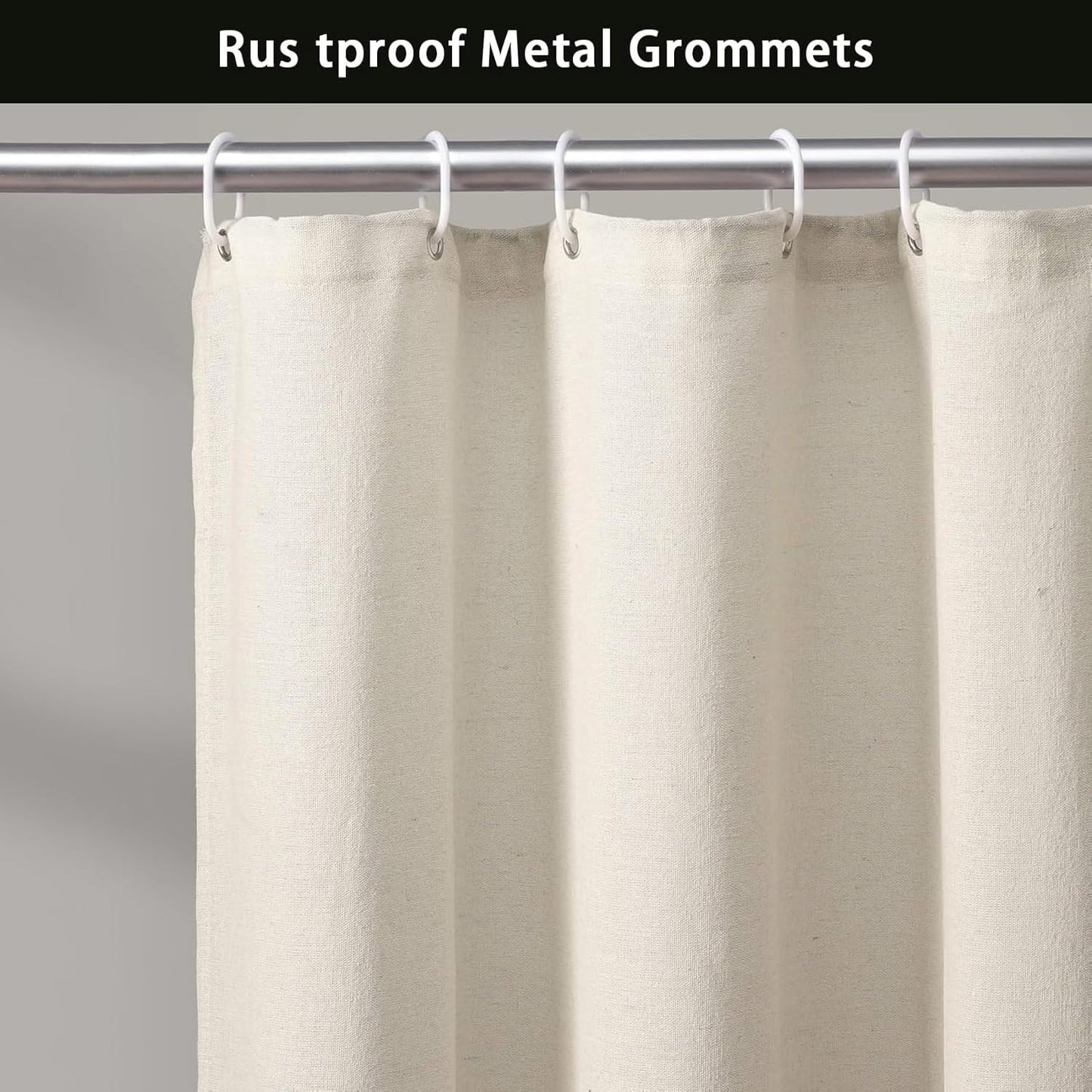 Farmhouse Shower Curtain Linen Bow Woven Fabric Country Rustic Western, Cream & Black 72" W x 72" L