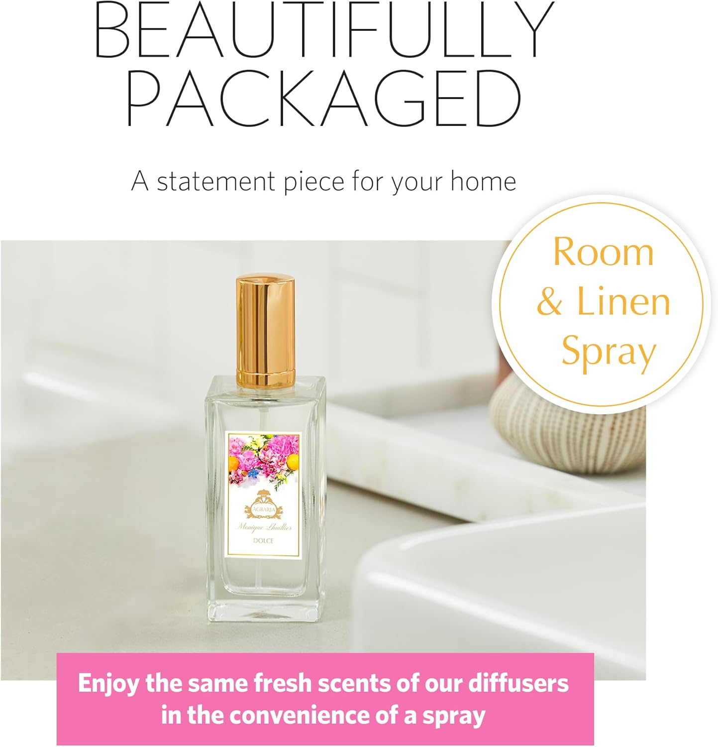 AGRARIA Room and Linen Spray, Luxury Room Fragrance for Clothes, Bed, and More, Essential Perfume Grade Oils Infused Linen Fresh Spray