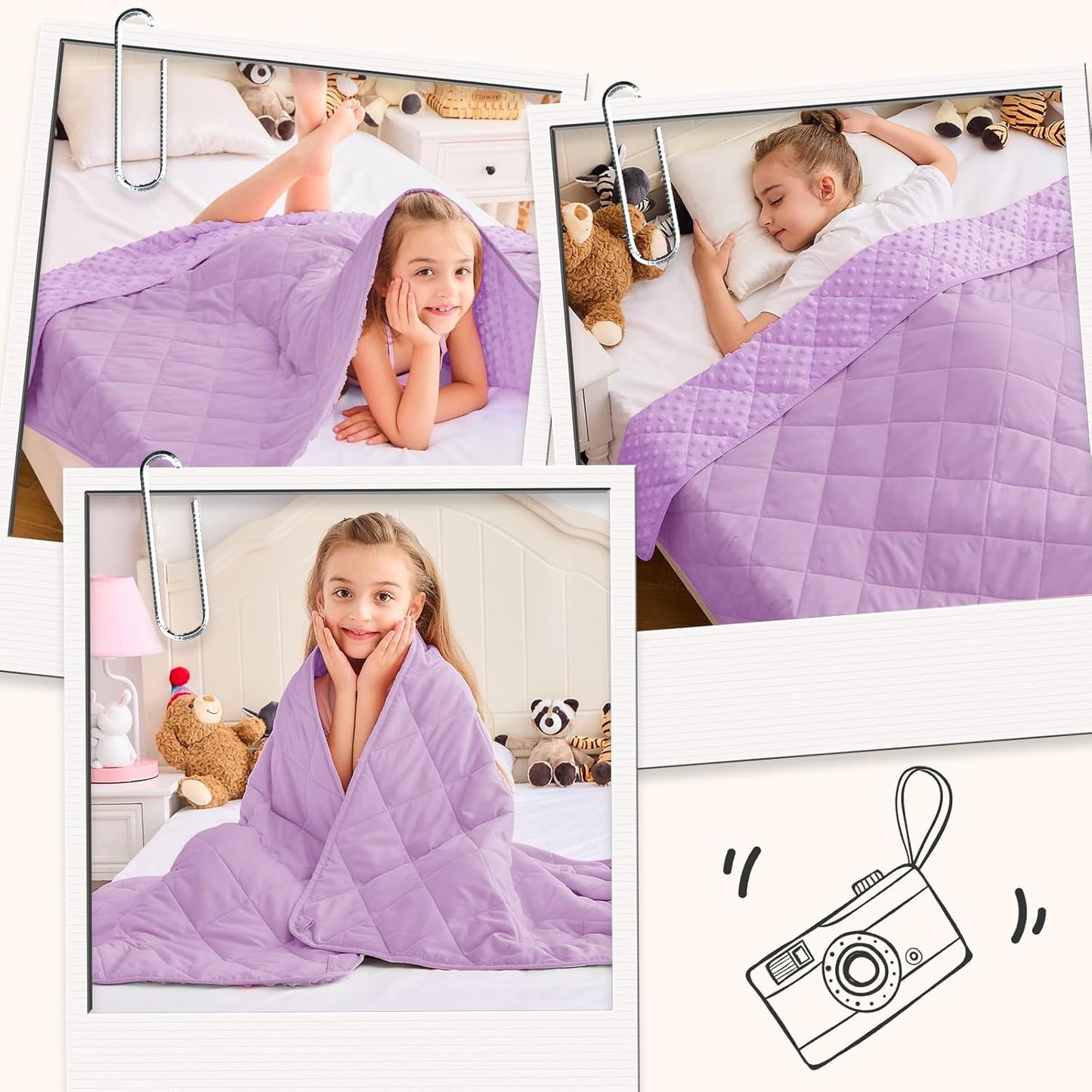 yescool Weighted Blanket 7 Pounds Light Purple Twin Size Cooling Weighted Throw Blanket, Minky Heavy Blankets Warm Weighted Comforter, Big Washable Thick Blankets Gift for 60-90lbs, 40 * 60in