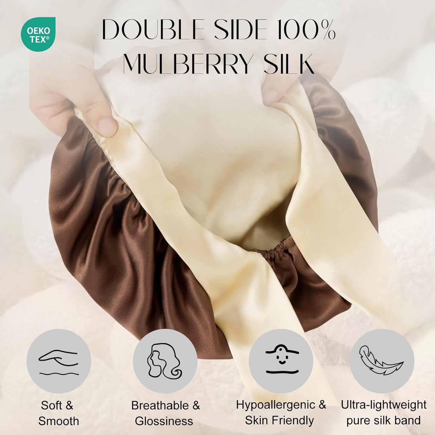 ZIMASILK 100% Mulberry Silk Bonnet for Sleeping Women Double Layer Hair Wrap with Silk Tie Band,1 Pack