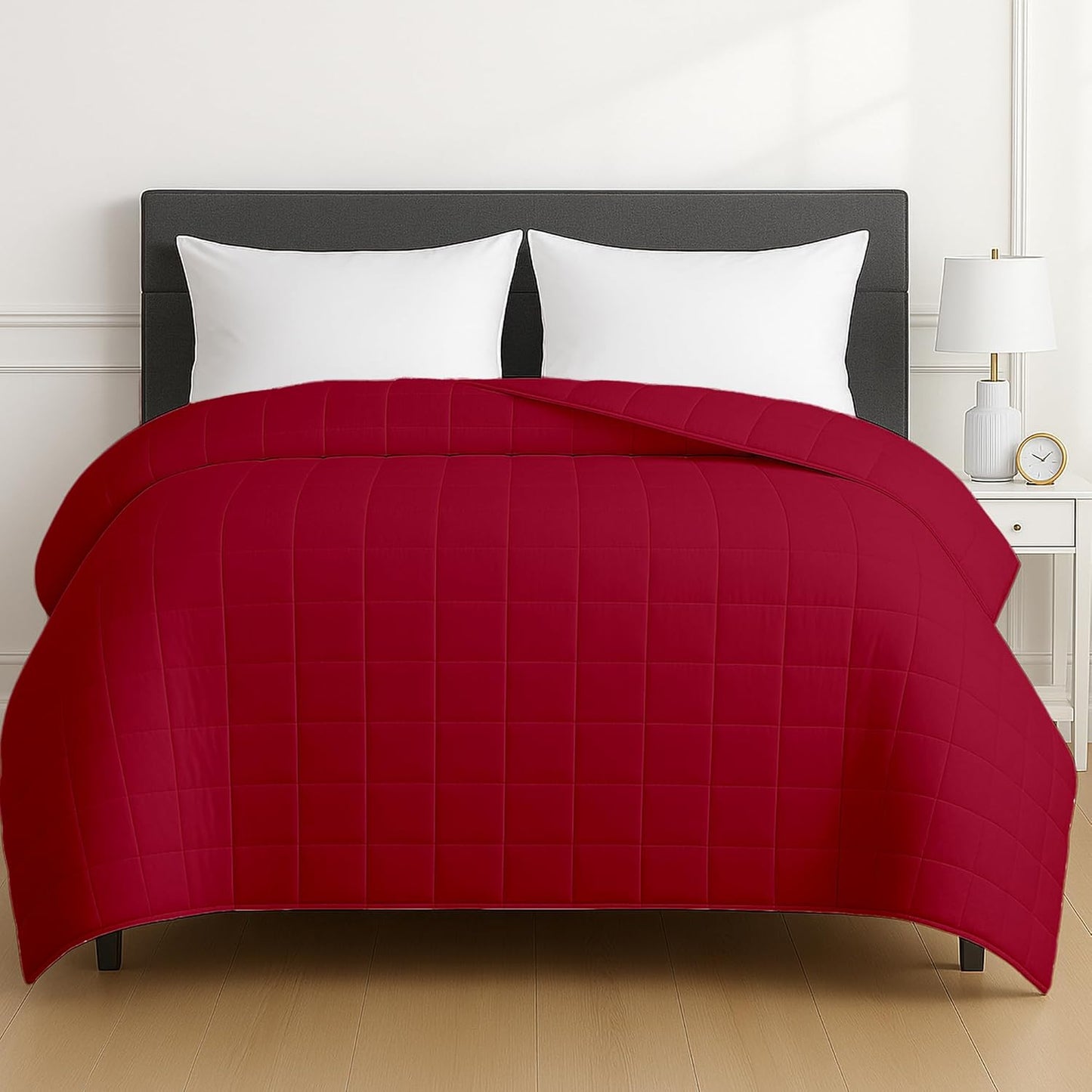 HomeSmart King Size Weighted Blanket 20 lbs, Oversized Weighted Blanket for Adults, Fits Standard and California King Beds, 104x92, Red Burgundy