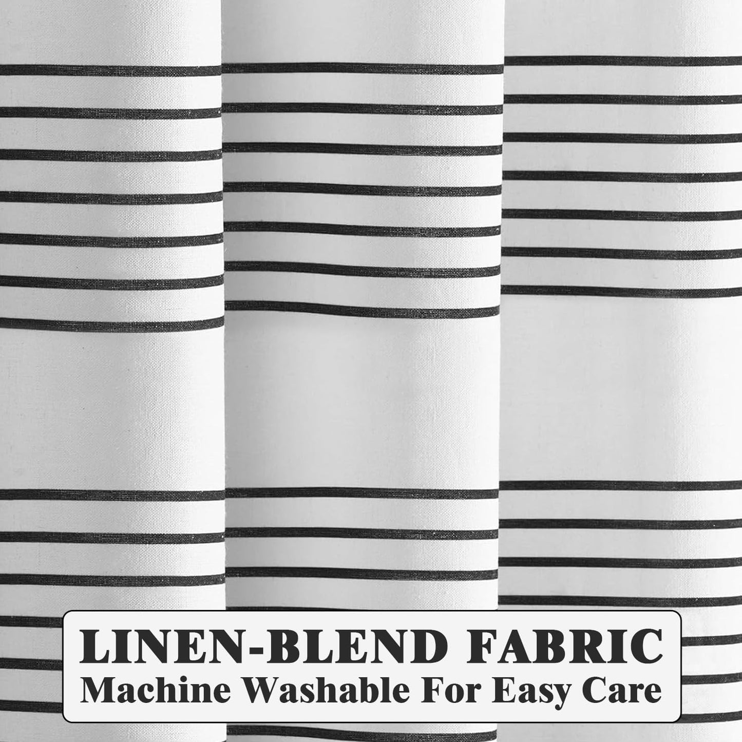 Awellife Black and White Boho Shower Curtain for Bathroom Stripe Tassel Shower Curtain 72 X 72 Inches Farmhouse Cotton