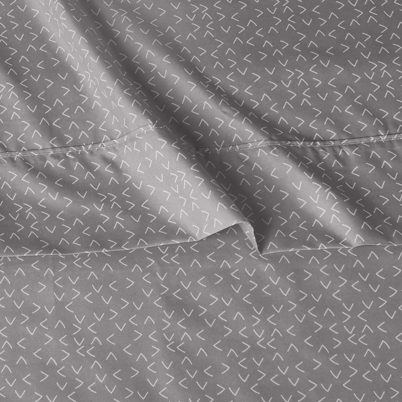 Amazon Basics Lightweight Super Soft Easy Care Microfiber 3-Piece Bed Sheet Set with 14” Deep Pockets, Twin, Gray Arrows-4 Pack, Printed