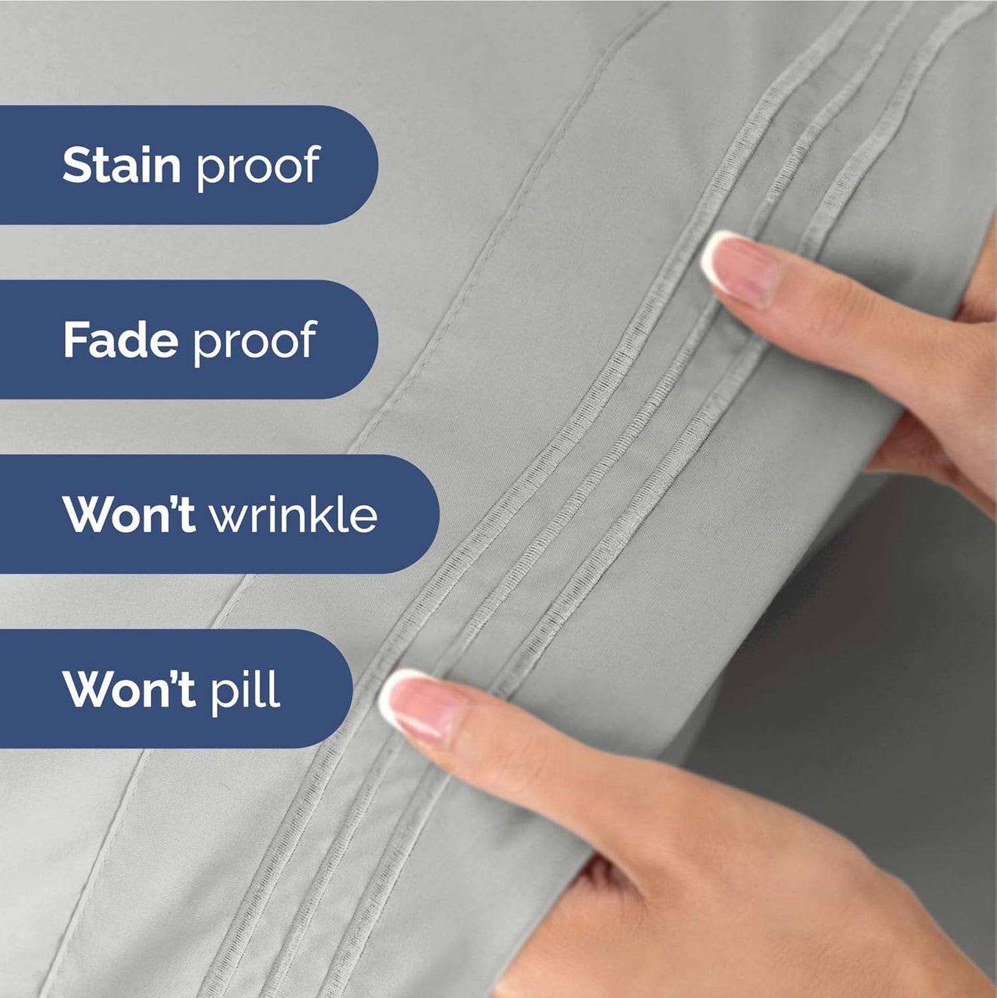 Twin XL Size 3 Piece Sheet Set - Extra Soft, Breathable and Cooling - Hotel Luxury Durable Bed Sheets for Women & Men - Deep Pockets, Easy-Fit & Wrinkle-Free - Soft Grey Oeko-Tex