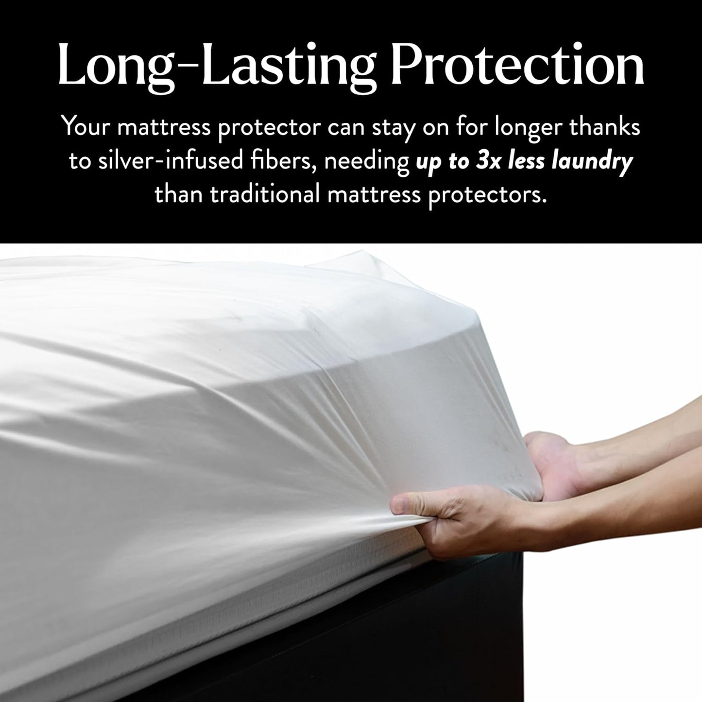 Miracle Made Mattress Protector – Silver-Infused Cotton Fabric – Water-Resistant, Thermoregulating Cover for Sensitive Skin – Compatible with 3-Temperature Zone Comforter, Cali King, White