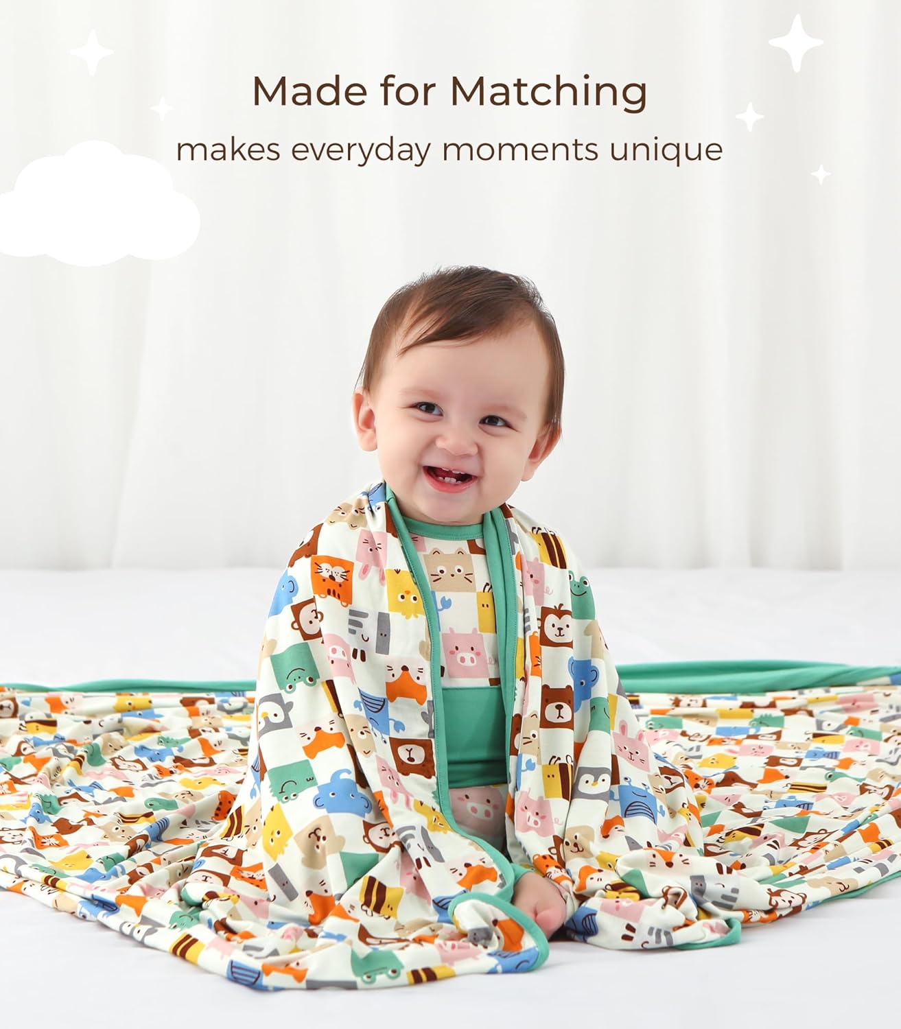 Premium Baby Blanket, Stretchy Quilt for Kid, Soft Crib Bedding for Newborn Baby and Toddler, Nursery Blanket for Boys and Girls, Viscose Made from Bamboo 50'' x 50'' Animal