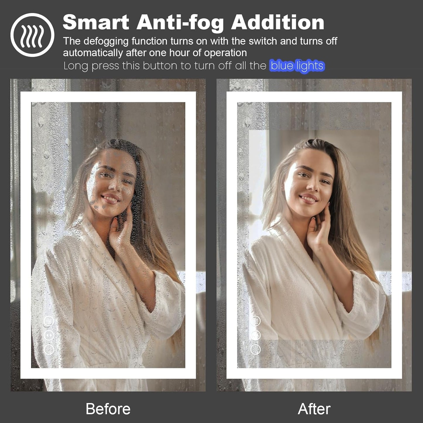 Amorho 24"X32" LED Bathroom Mirror with Lights, Front Lit and Backlight, Stepless Dimmable, Anti-Fog, Shatter-Proof Tempered Glass, Memory, 3 Colors Lighting Bathroom Mirrors for Vanity