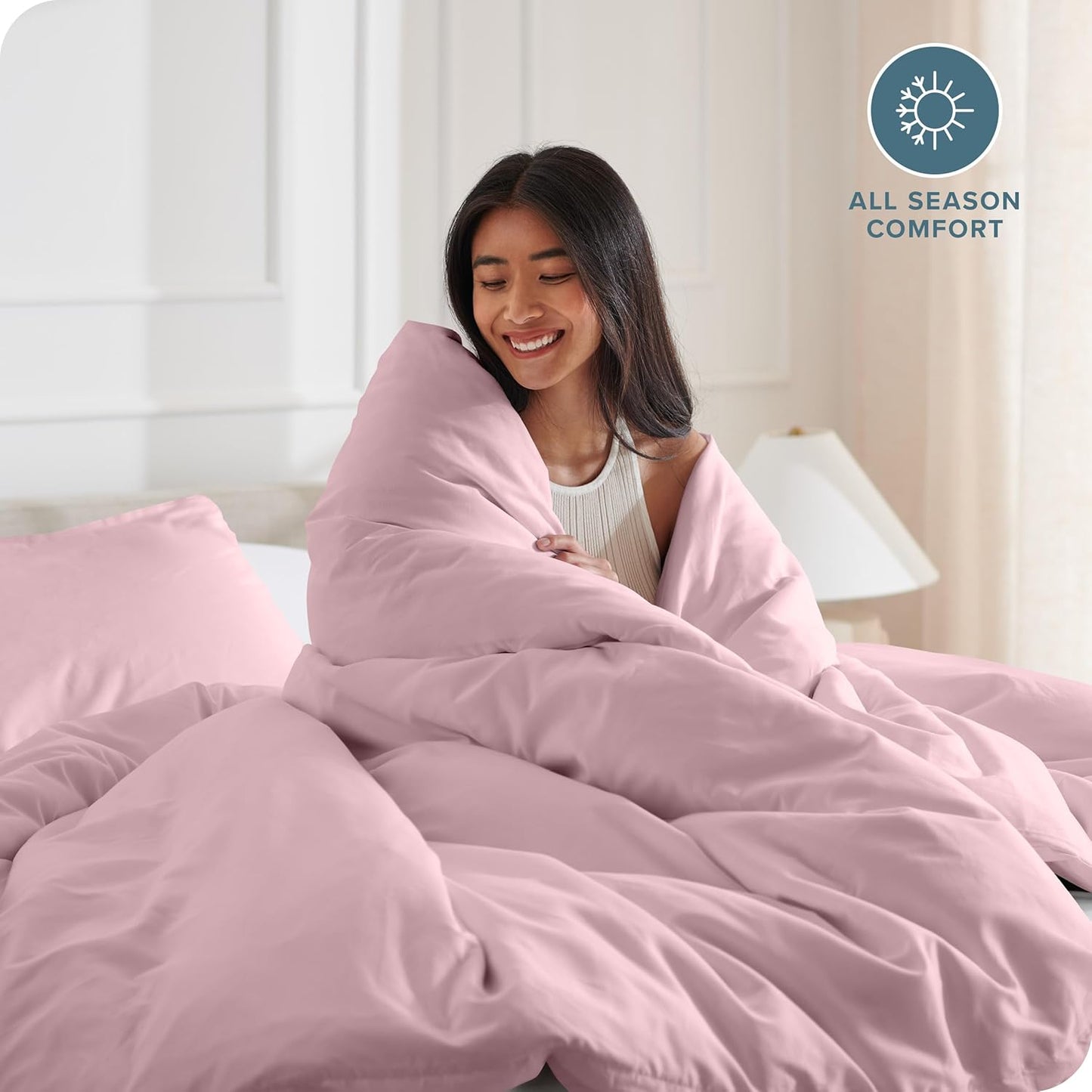 Bare Home Bedding Duvet Cover Extra Long Size - Premium 1800 Super Soft Collection - Lightweight, Cooling - Soft Breathable Bedding Duvet Cover (Twin/Twin XL, Dusty Pink)