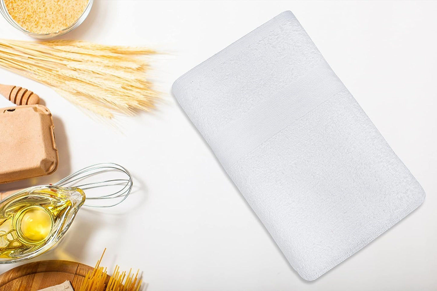 100% Cotton Bath Towel Set Pack of 60|500 GSM|Soft Large Bath Towel|Super Absorbent|Quick Dry|Ideal for Pool Home Gym Spa Hotel|Perfect for Daily Use|Bath Towel Set 24 x 44 Inches|White