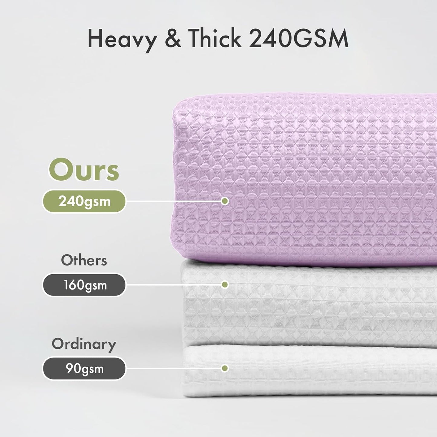 AmazerBath Light Purple Shower Curtain Waffle Textured, Lavender Shower Curtain Fabric Thick Heavy Duty 240GSM, Hotel Quality Bathroom Shower Curtains, Premium Polyester, 72 x 72 Inches