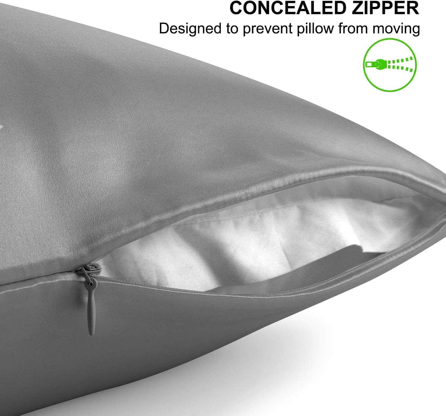 ALASKA BEAR Silk Pillowcase Men Women Beauty Anti Face Wrinkle Pillow Slip Case Real Mulberry Silk Queen Size with Zipper Closure (1pc, Iron Grey)