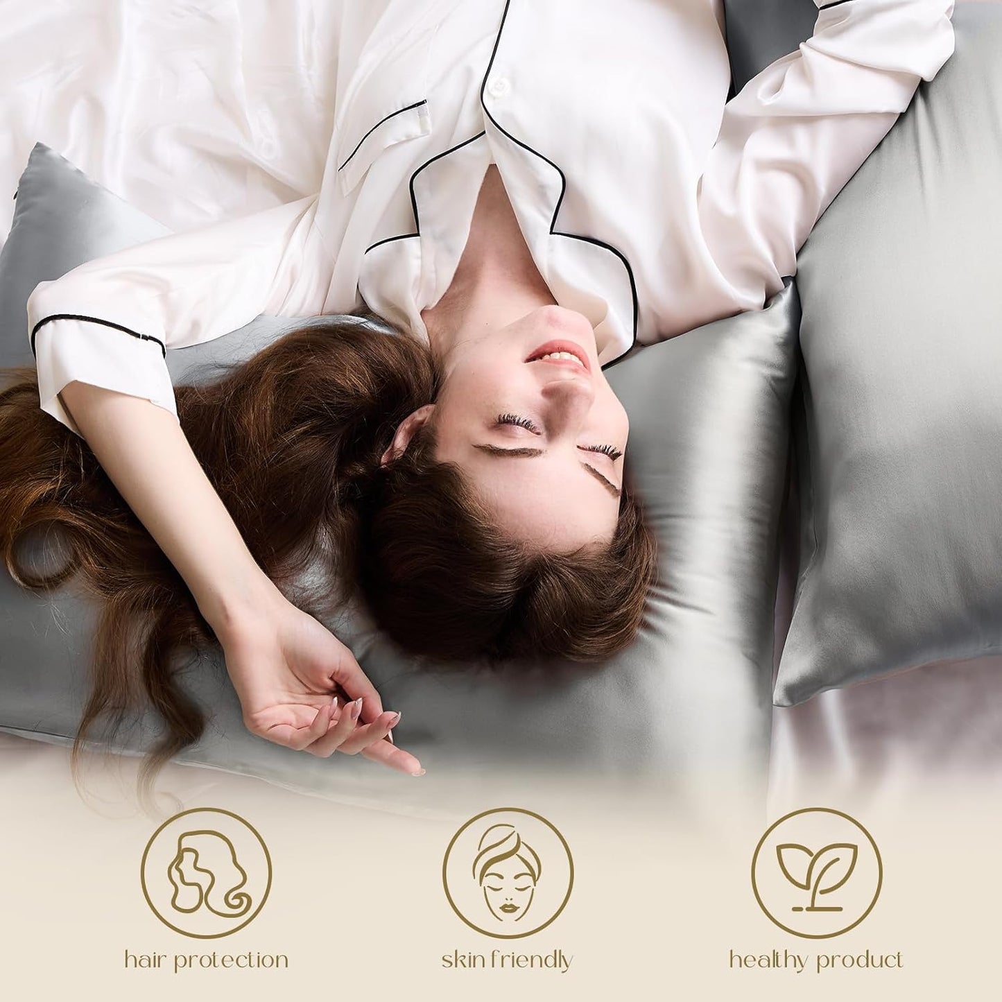 ZIMASILK 100% Pure Mulberry Silk Pillowcase for Hair and Skin Health,Soft and Smooth,Both Sides Premium Grade 6A Silk,600 Thread Count,with Hidden Zipper,1pc (Queen 20''x30'', Gray)