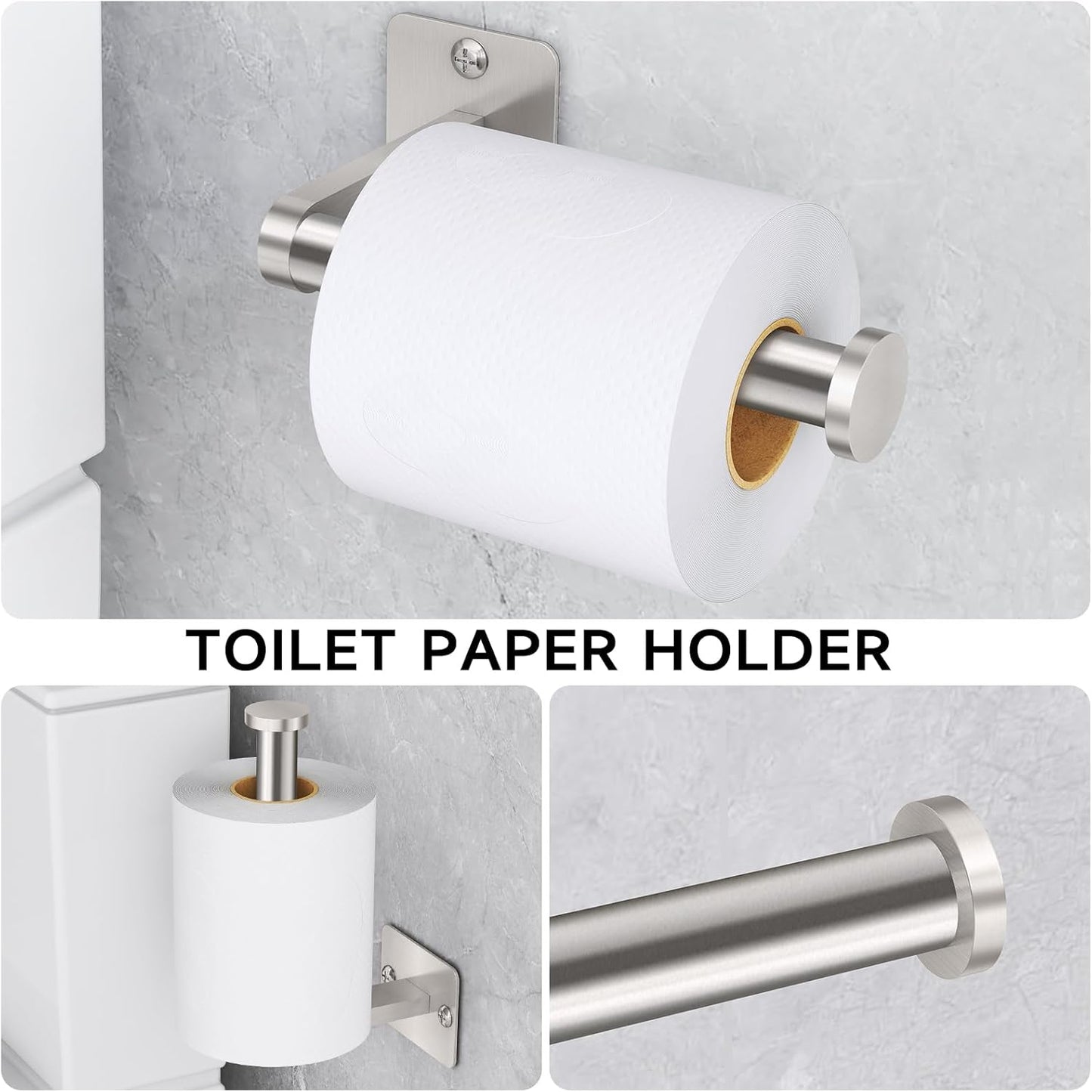 20 Pieces Bathroom Accessories Set, Brushed Nickel Bathroom Hardware Set, 24 inch Towel Bar, Towel Racks for Bathroom, Robe Towel Hooks, Toilet Paper Holder Wall Mounted