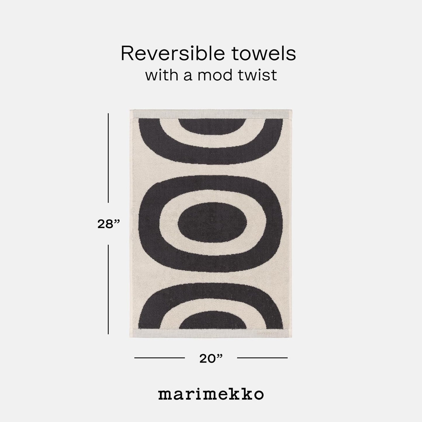 MARIMEKKO Melooni Terry Cotton Hand Towel (Charcoal) – Natural Forms Patterned Hand Towels – 28 in x 20 in