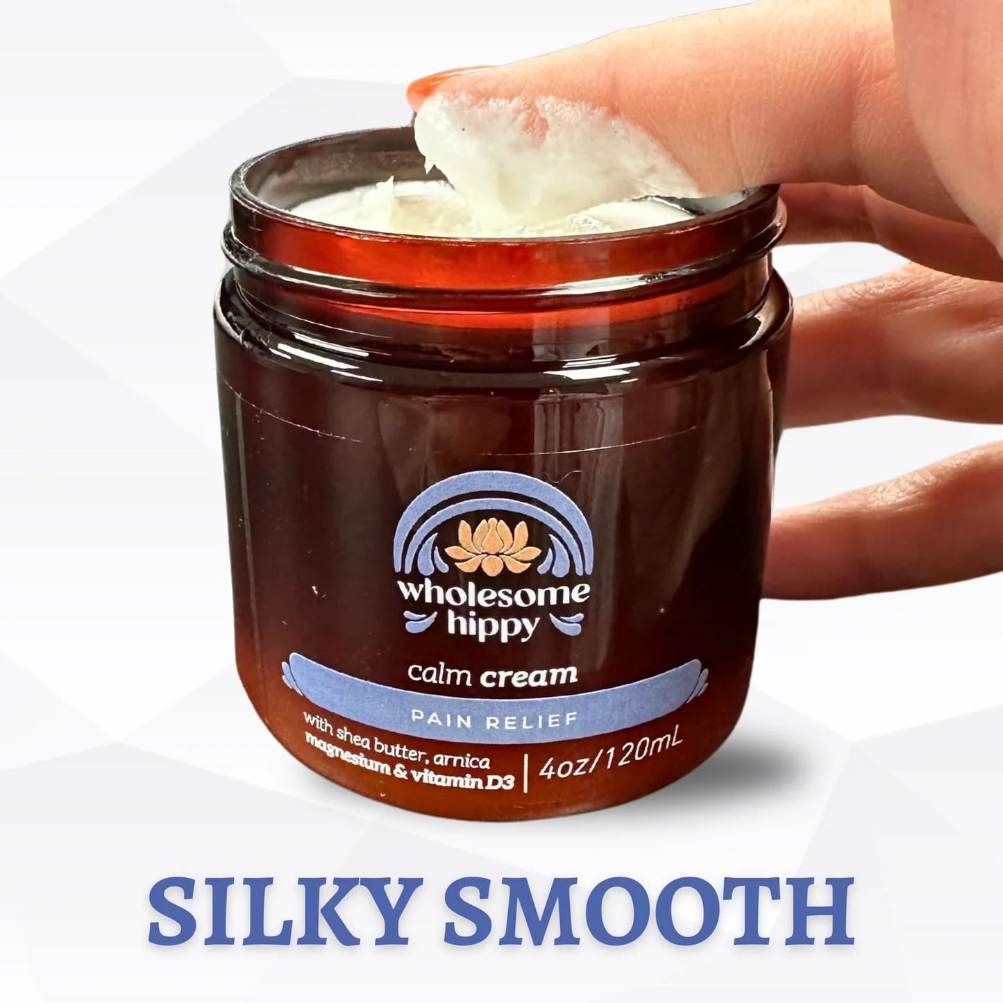 Wholesome Hippy Magnesium Calm Cream – All Natural Body Butter with Magnesium, Vitamin D3, Arnica & Turmeric – Soothing Moisturizer for Skin Wellness & Relaxation – 4oz