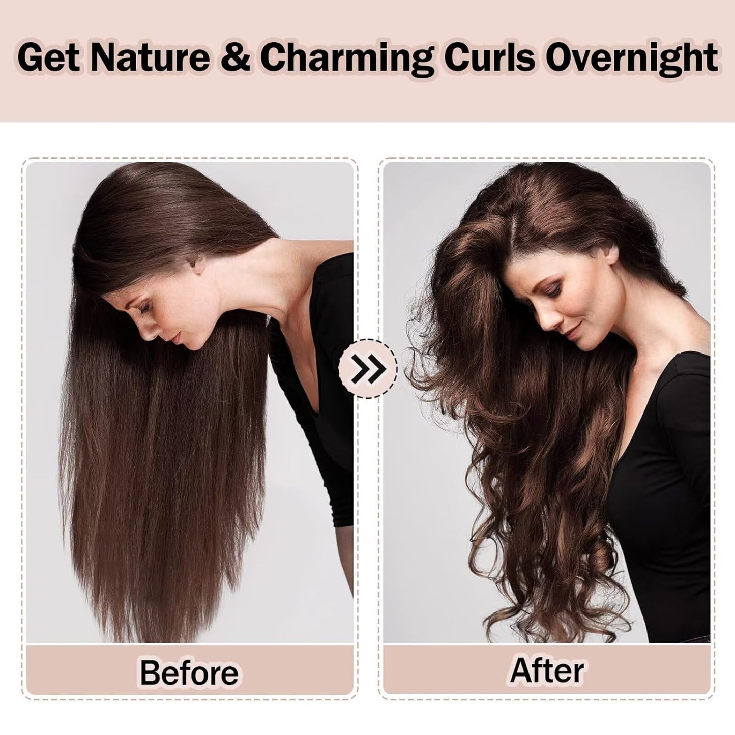 Heatless Hair Curler,Blowout Heatless Curls Overnight,No Heat Curling Rod Set with Satin Bonnet for Sleep in,Leopard