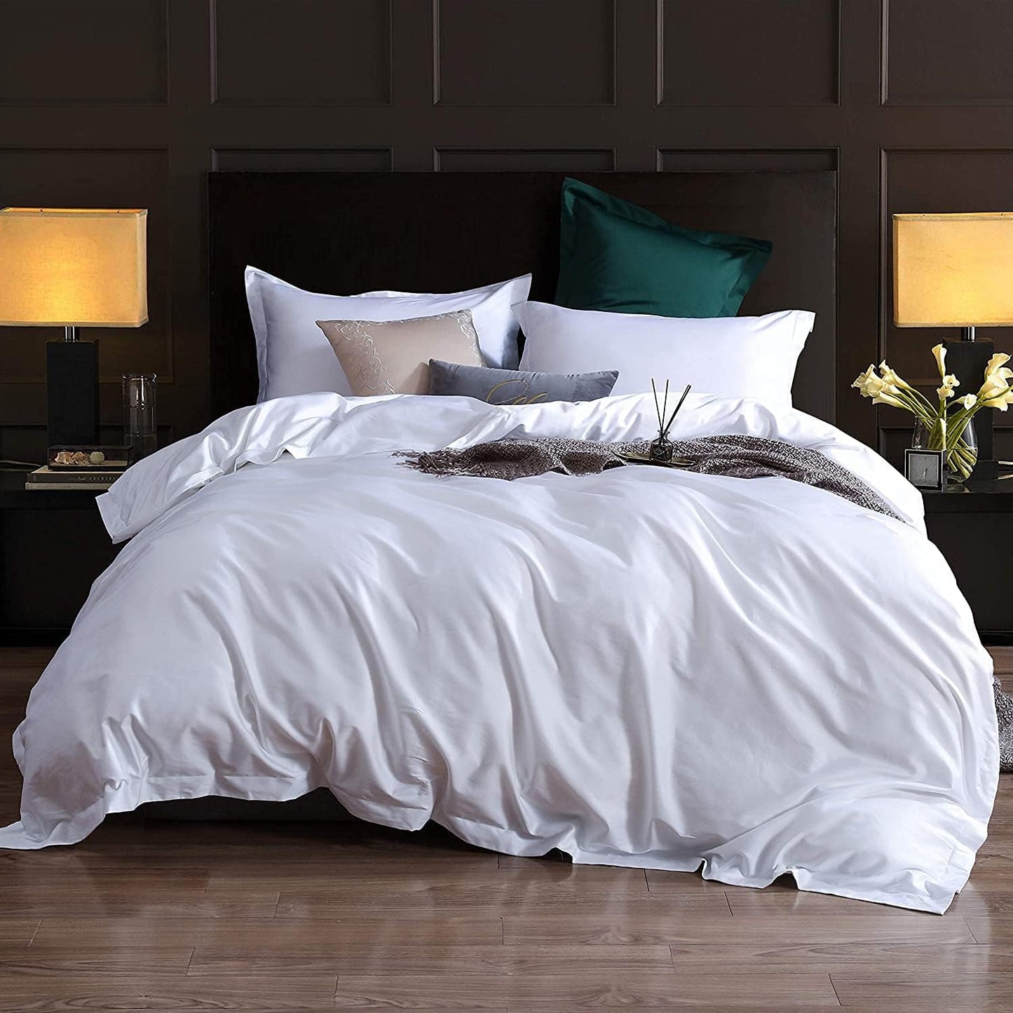 Super King Duvet Cover 1000 Thread Count 100% Egyptian Cotton Luxury Hotel Quality Quilt Cover - 1 Pc Duvet Cover with Zipper Closure, 6 Corner Ties - White