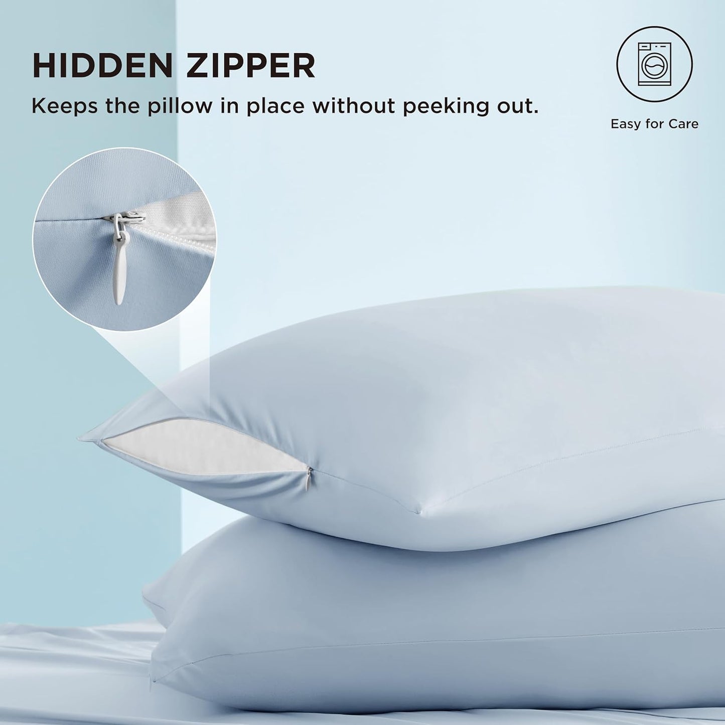 Bedsure Cooling Pillow Cases, Zipper Pillow Cases Queen Size Set of 2, Cool Pillowcases for Hot Sleepers & Night Sweats, Soft & Breathable Cold Pillow Covers for Hair & Skin, Gift, Blue, 20x30 Inches