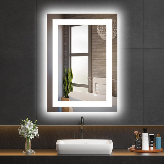 28X20 LED Bathroom Mirror with Lights, Anti-Fog, Dimmable, Backlit + Front Lit, Smart Bathroom Vanity Mirror, Memory Function, Shatterproof, Tempered Glass (Horizontal/Vertical)