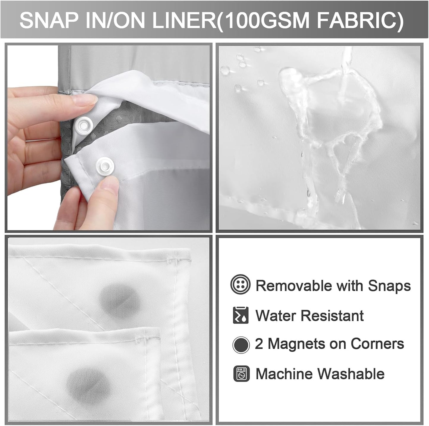YellyHommy No Hook Shower Curtain with Snap in Liner Set Less Time Grey Waffle Shower Curtain for Bathroom 81" L x 72" W Gray