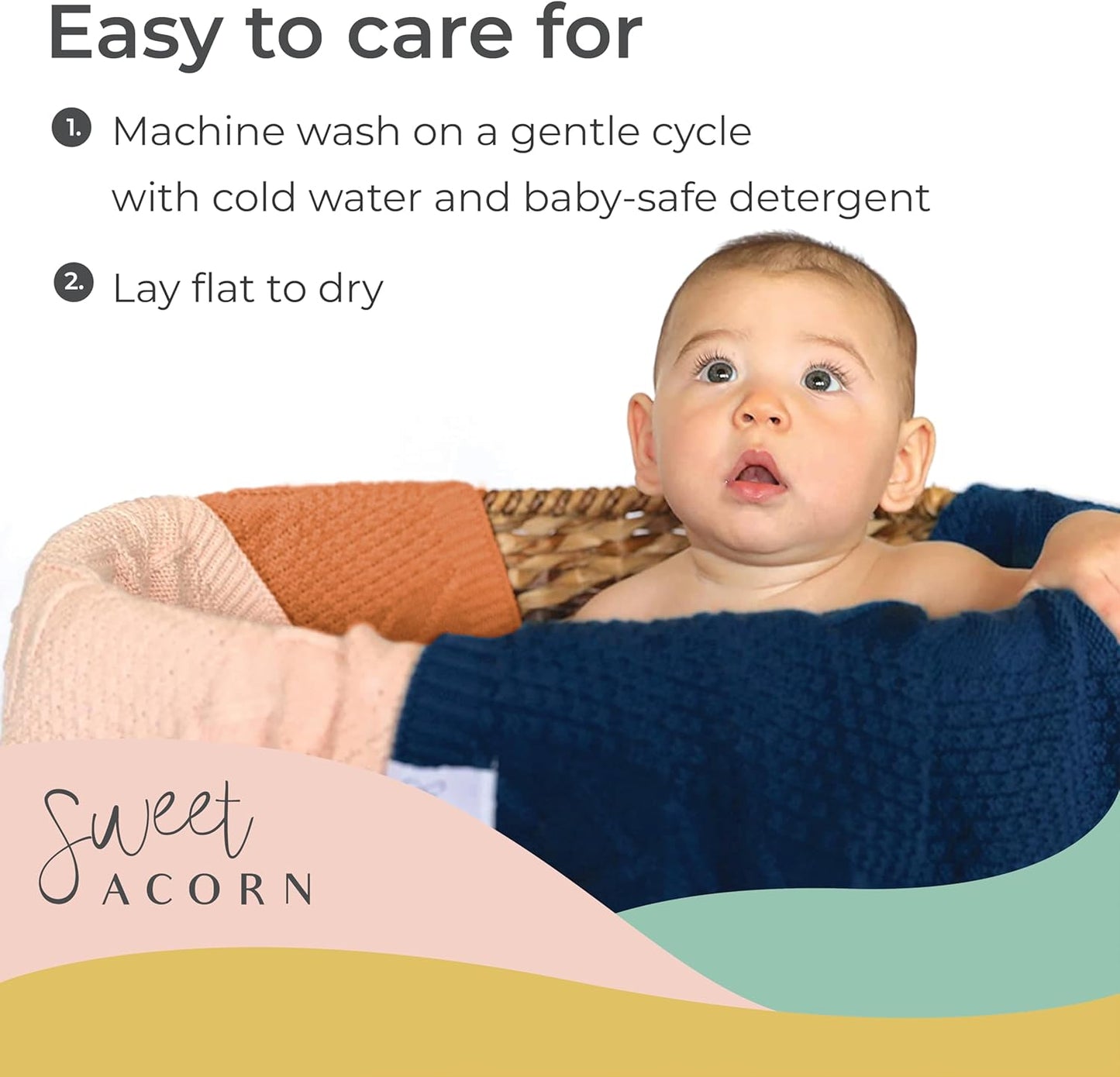 Knit Baby Blanket in Cable Pattern, Organic Cotton Blankets for Crib or Stroller, Receiving Blankets - Sunset Orange