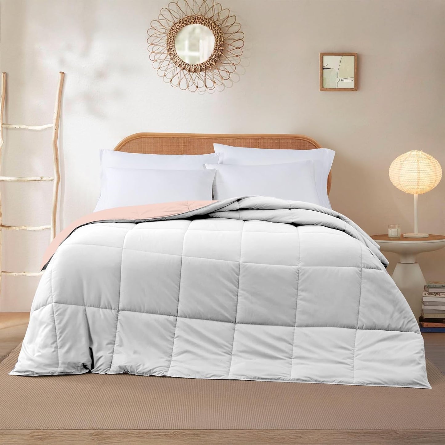 Modern Threads Down Alternative Reversible Comforter Blush/White King