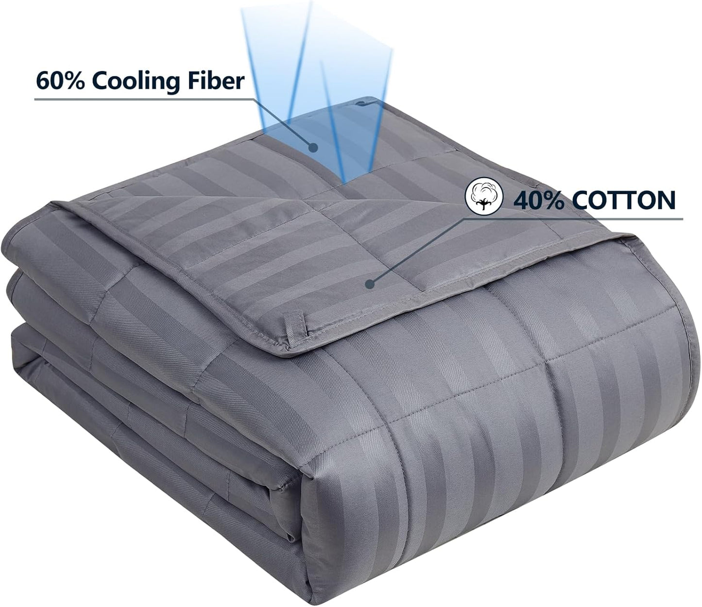 Weighted Blanket Twin Size (48"x72" 10lbs),Ultra Soft and Cozy Cooling Weighted Blanket for Adult,Heavy Blanket with Machine Washable Soft Blanket, Stripe Grey