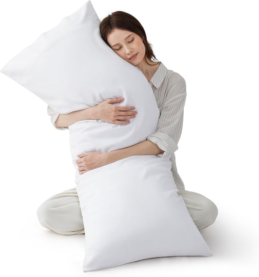 Bedsure Body Pillow Cover, Cooling Body Pillow Pillowcase for Hot Sleepers, Rayon Derived from Bamboo White Pillowcase, Breathable & Soft Long Pillow Case Cover with Envelope Closure, 20x54 Inches