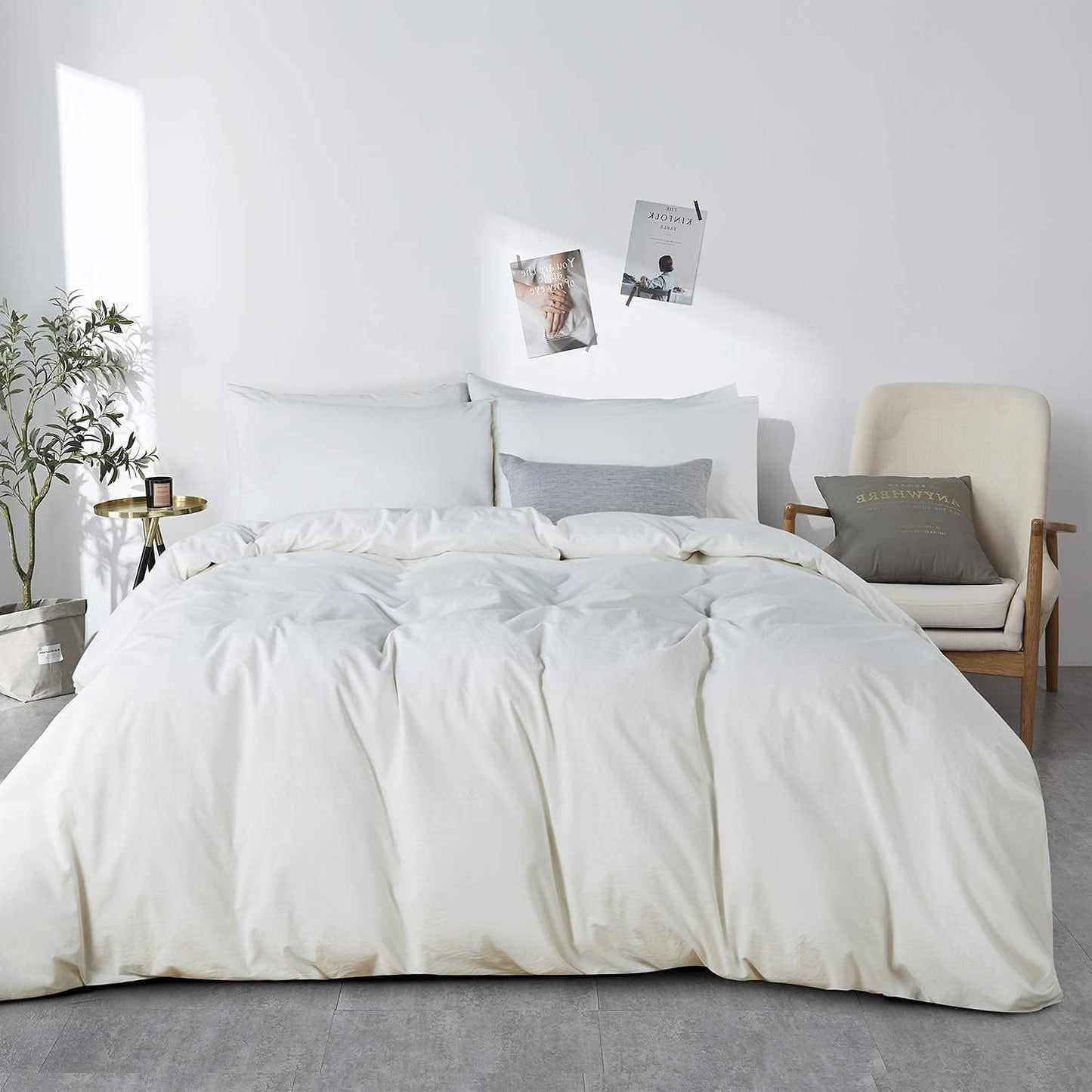 Twin Duvet Cover 1000 Thread Count 100% Egyptian Cotton Luxury Hotel Quality White Quilt Cover & Pillow Sham - 5 Piece All Season Duvet Cover Set with Zipper Closure, 6 Corner Ties