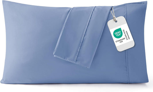 Bedsure King Size Pillow Cases Set of 2 - Slate Blue Brushed Microfiber Pillowcases 2 Pack, Super Soft Pillow Case Cover with Envelope Closure, Wrinkle, Fade and Stain Resistant, 20x36 Inches