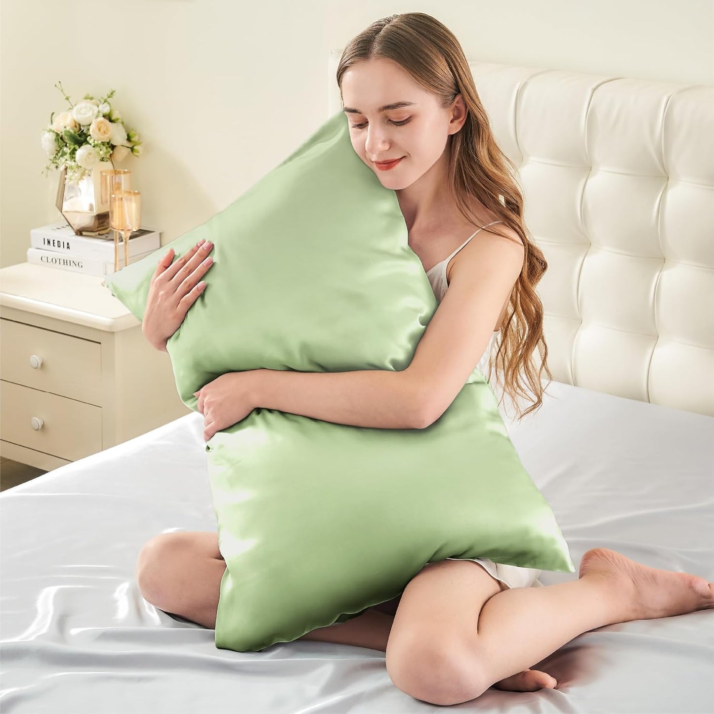 INFIIXSO Mulberry Silk Pillowcase for Hair and Skin, Silk Pillow Cases King Size with Hidden Zipper 20"x40", Extraordinary Smooth and Soft Cooling Pillow Cases for Hot Sleepers(Sage Green, 1 Pack)