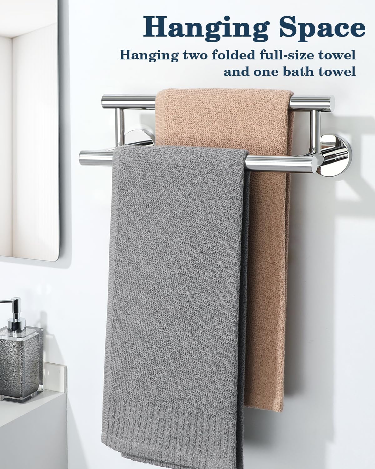 Alise Double Bath Towel Bars,12 Inch Towel Racks for Bathroom,SUS304 Stainless Steel Towel Holder,Towel Holder Wall Mount,Toilet Kitchen Towel Rod,Polished Chrome Towel Rail,GYT6902-300-C