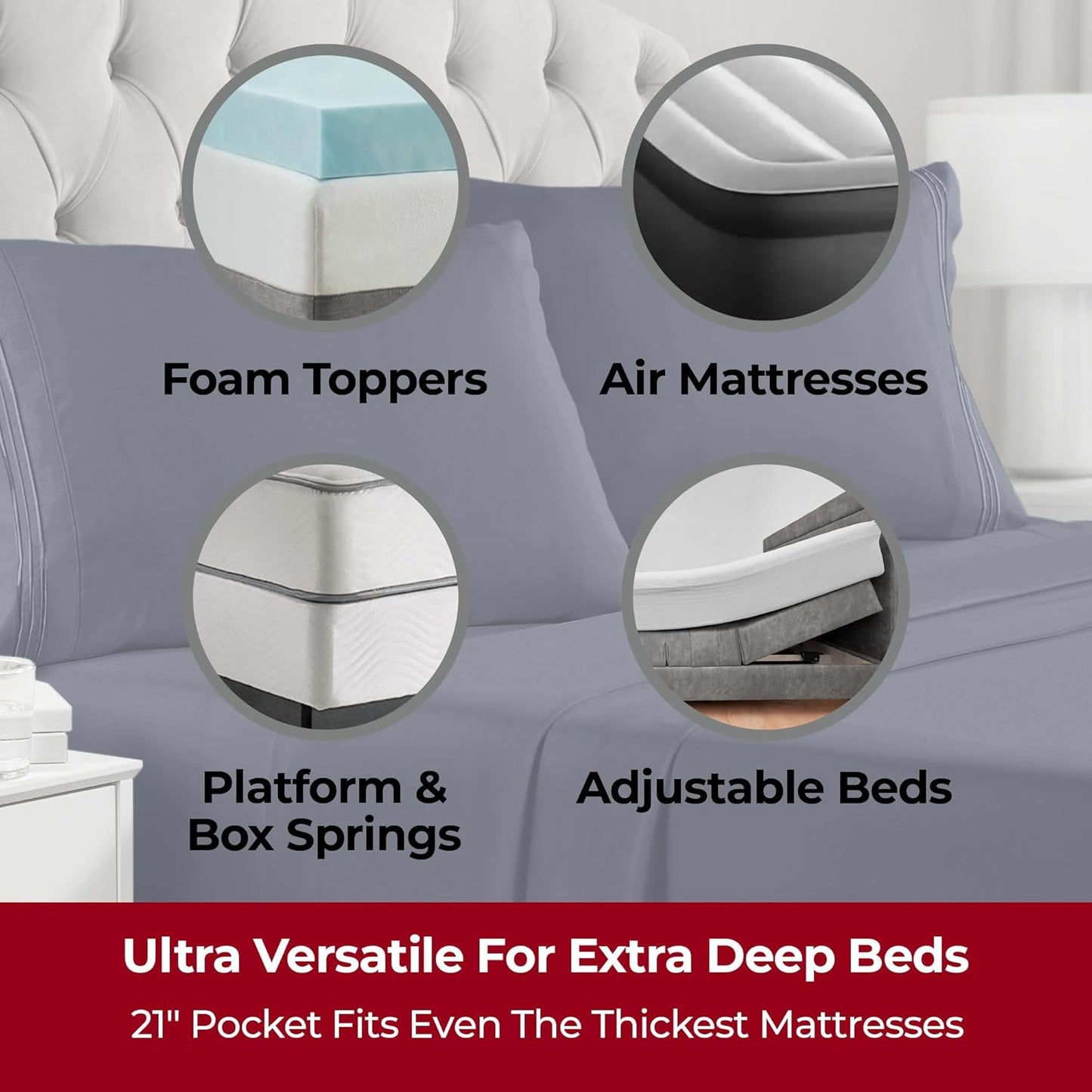 Mellanni Extra Deep King Sheets - 4 PC Iconic Collection Bedding - Hotel Luxury, Ultra Soft, Cooling Bed Sheets - Wrinkle, Fade, Stain Resistant (King, Navy Blue)