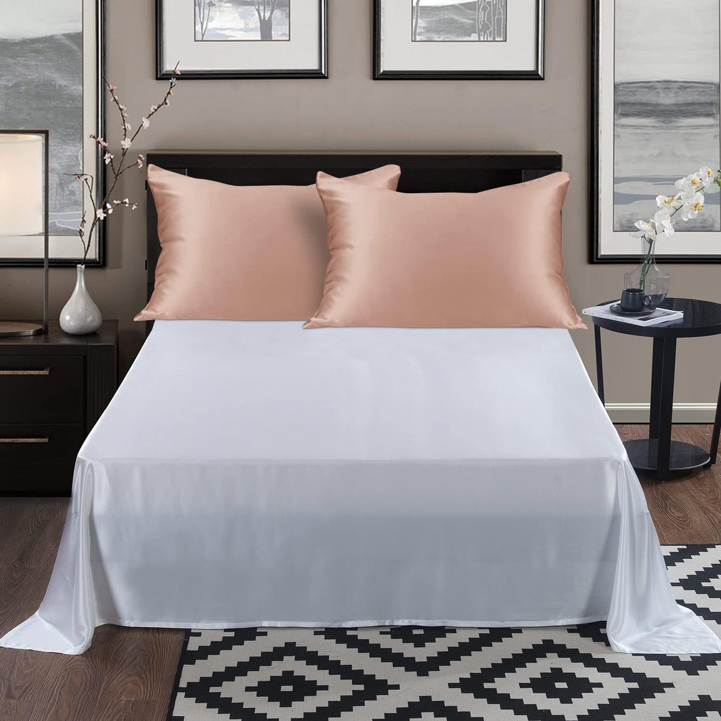 ALASKA BEAR Silk Pillowcase for Curly Hair and Skin Women Real Mulberry Silk Pillow Case Standard Single (1 Pack, Rose Gold)