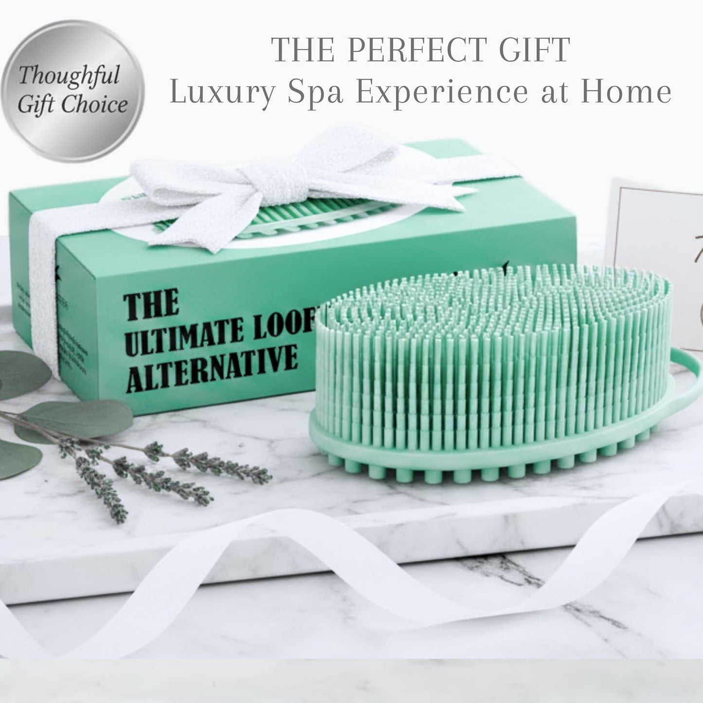 Silicone Body Scrubber for Shower - Gentle Exfoliating Back Scrubber with Soft Bristles - Avilana Premium Dual Sided Bath Brush Massage - Loofah Alternative for Sensitive Skin - Gift Women Men