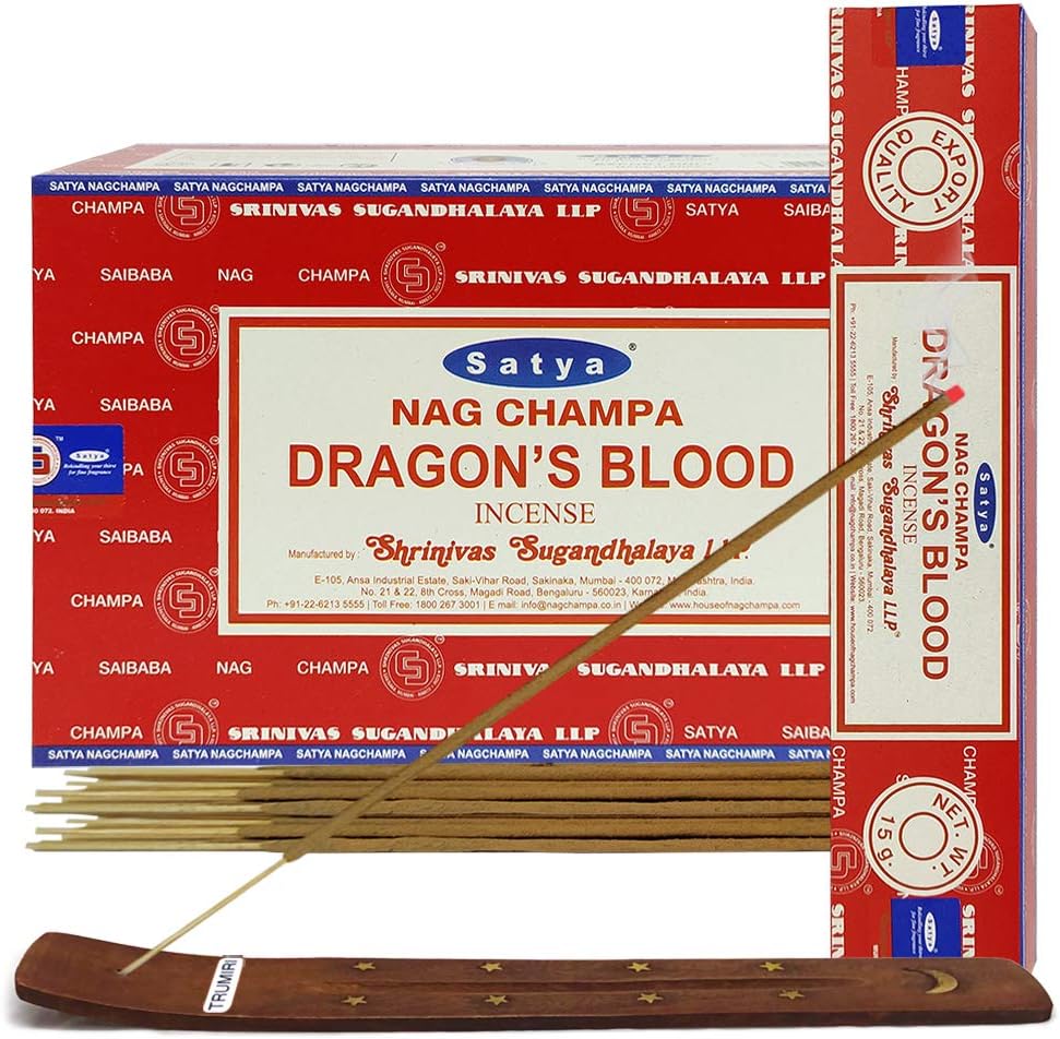 Dragon's Blood Incense Sticks and Incense Stick Holder Bundle Insence Insense Satya
