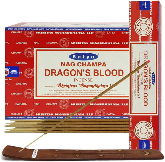 Dragon's Blood Incense Sticks and Incense Stick Holder Bundle Insence Insense Satya